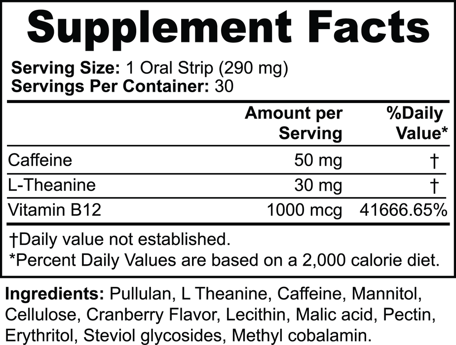 Energy Strips ( 30 Servings - Cranberry Gummy Worm )