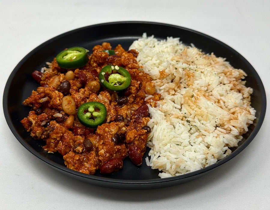 Our Homemade Ground Chicken Chilli served over Jasmine Rice - Newark NJ Meal Preps