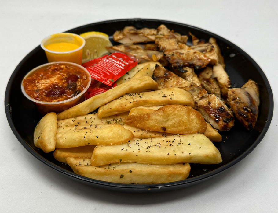 Seasoned grilled chicken paired with our tasty seasoned steak fries and house chili sauce - Secaucus NJ Meal Preps