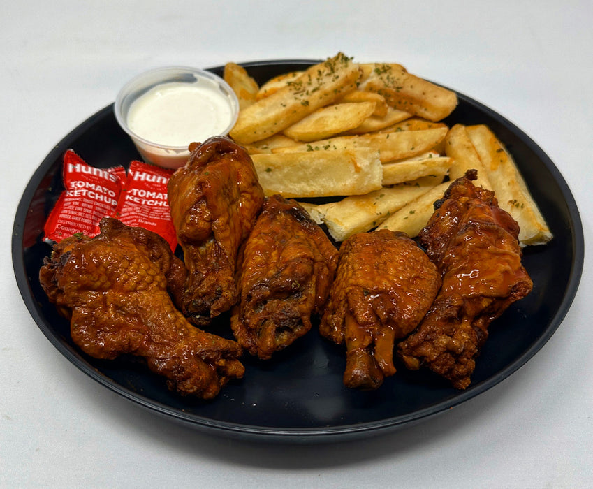 Buffalo wings tossed in our house buffalo sauce paired with steak fries & and blue cheese - Cliffside Park NJ Meal Preps