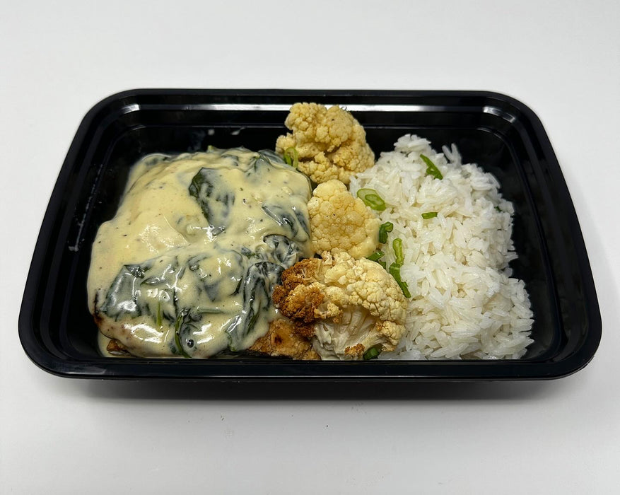Chicken breast tossed with our creamy parmesan garlic sauce paired with jasmine rice & cauliflower - Cliffside Park NJ Meal Prep