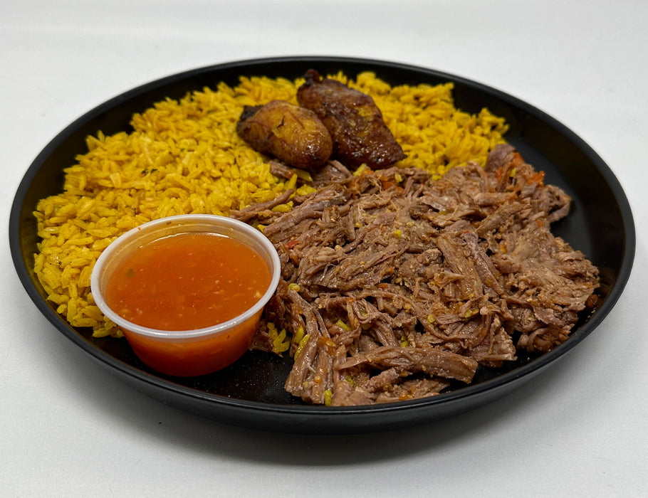 Filete de falda desmenuzado y arroz