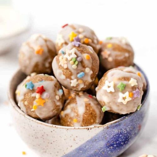 12 protein infused balls made with white chocolate chips, oats and sprinkles - Hackensack NJ Meal Preps