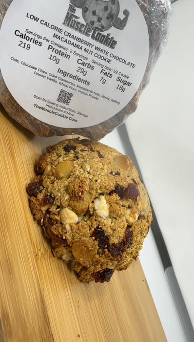 Low Calorie White Chocolate Cranberry Macadamia Protein Oat Cookies - (2) 8oz Cookies