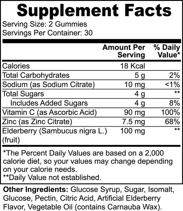 Gomitas de apoyo inmunológico (30 porciones - saúco y vitamina C)