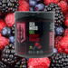 Sea moss gel container labeled 'Berry Punch' surrounded by berries