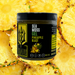 Sea moss gel container labeled 'Pineapple Blast' surrounded by pineapple slices. NJ sea moss jar made by spartan meal preps nj.