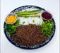 A prepared ground beef taco bowl meal consisting of seasoned ground beef, jasmine rice, black beans, corn, lettuce, cheddar cheese, and house salsa. Spartan meal preps a new york meal prep delivery comapny.