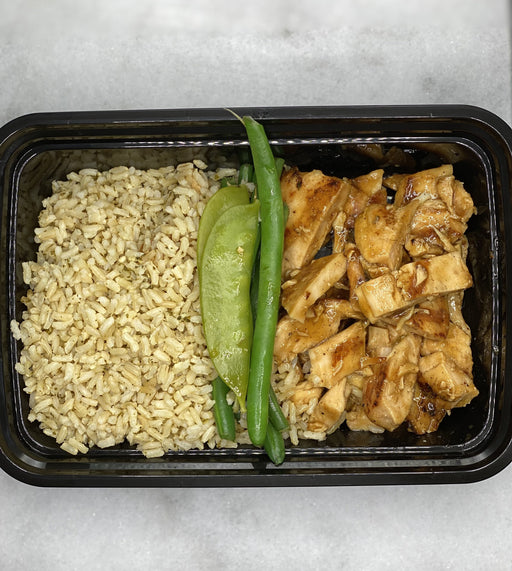 Chicken Teriyaki paired with brown rice egg and green beans - elmwood park nj meal prep delivery